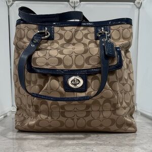 Coach Penelope Tan and Navy Signature Tote